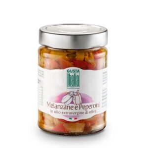 Aubergines and peppers